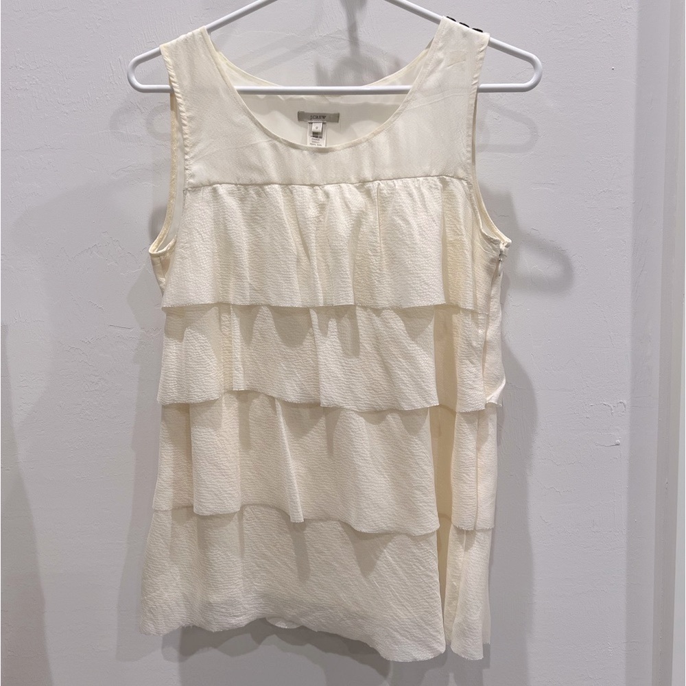 J. Crew Tiered Ruffled Silk Top - Picture 2 of 8